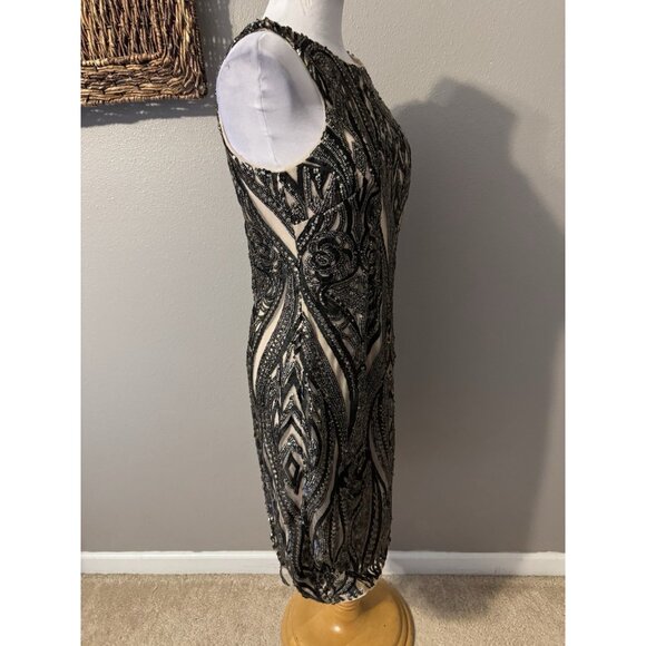 Adrianna Papell Sequin Dress 6 Champagne Bronze Pewter Wedding Party Cruise - Picture 8 of 16